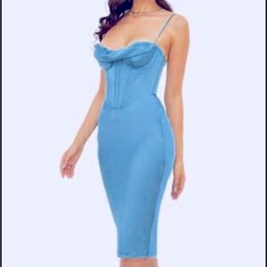 bustier midi dress, light blue, size XL